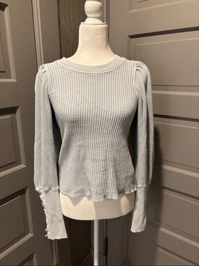 FP One Light Blue Long Sleeve Waffle Knit Tee